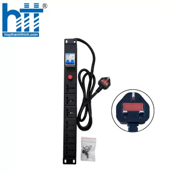Thanh nguồn PDU Universal 6 Port - Phích cắm UK 3 Chấu