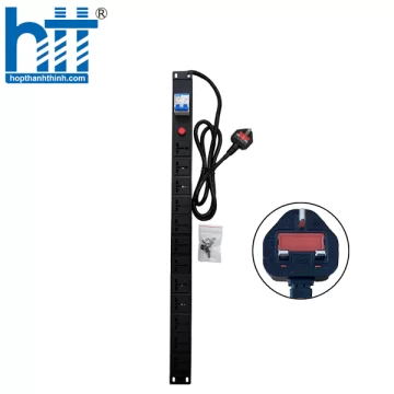 Thanh nguồn PDU Universal 12 Port - Phích cắm UK 3 Chấu