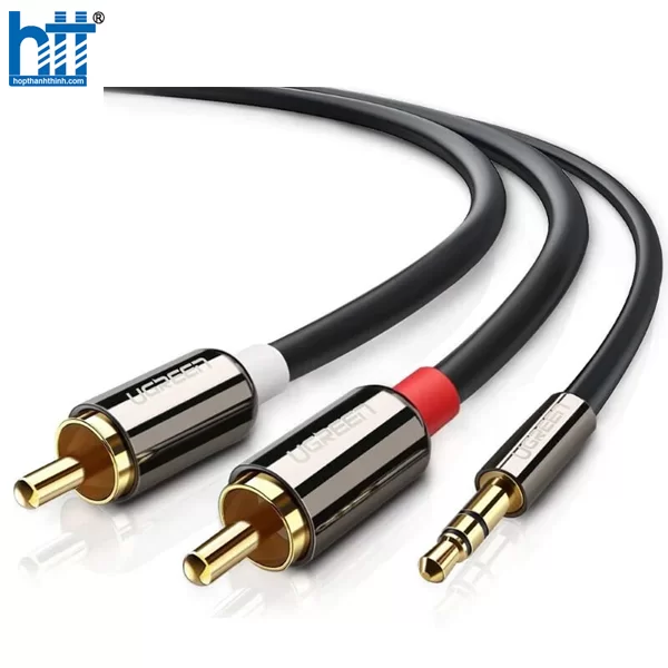 Ugreen 20780 8M màu Đen Cáp âm thanh 2 đầu Bông sen sang 3.5mm Dương mạ vàng AV116 20020780