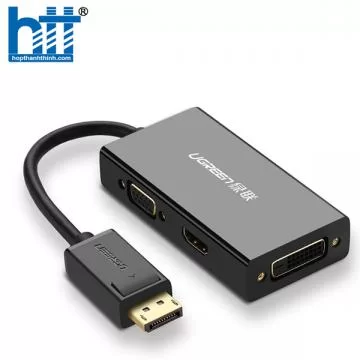Ugreen 20420 Màu Đen Bộ chuyển đổi DisplayPort sang HDMI + VGA + DVI Hỗ trợ phân giải 4K 2K DP110 20020420