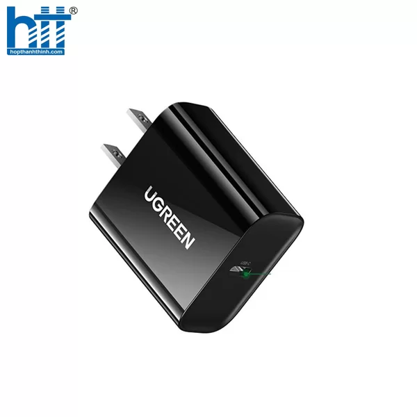 Củ sạc nhanh UGREEN 10184 cổng PD USB-C 20W chân dẹt US (Đen)
