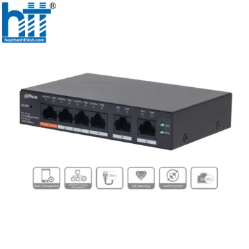 Switch PoE 6 port DAHUA DH-CS4006-4ET2ET-60