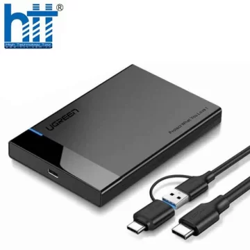 Hộp đựng ổ cứng Ugreen 60735 USB 3.1 2.5 "6G với cáp USB-A + USB-C sang USB-C 2 trong 1