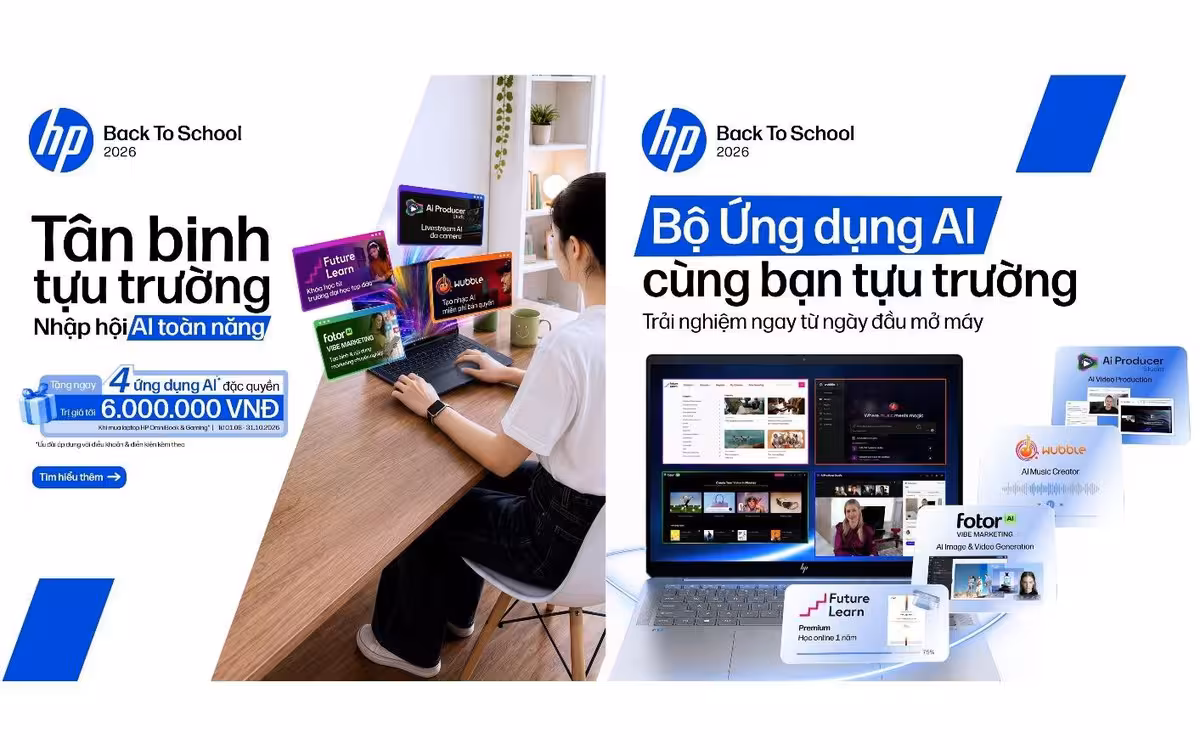 Ưu đãi HP Back To School 2026: Tặng bộ 4 ứng dụng AI cao cấp