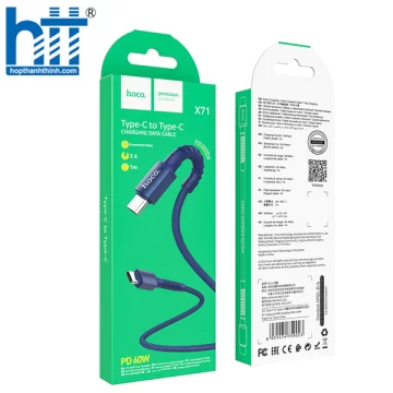 Cáp Sạc X71 Especial 60W charging data cable Type-C To Type-c 1M, 60W, 3A (Xanh)