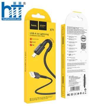 Cáp Sạc X71 Especial charging data cable for Lightning 1M, 2.4A (Đen)