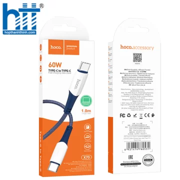 Cáp Sạc X70 Ferry 60W charging data cable Type-C To Type-C 1M, 60W, 3A (Xanh)