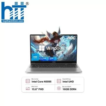 Laptop AOC N156P-P142 (Intel N5095/ 15.6" FHD / 250NITS/ 16G DDR4/ 512 SSD/ TPM/Keyboard Backlight/ Pringles/ WIFI 6 + BT 5.2/ 44WH/ 2 YW/ WIN 11 Pro)
