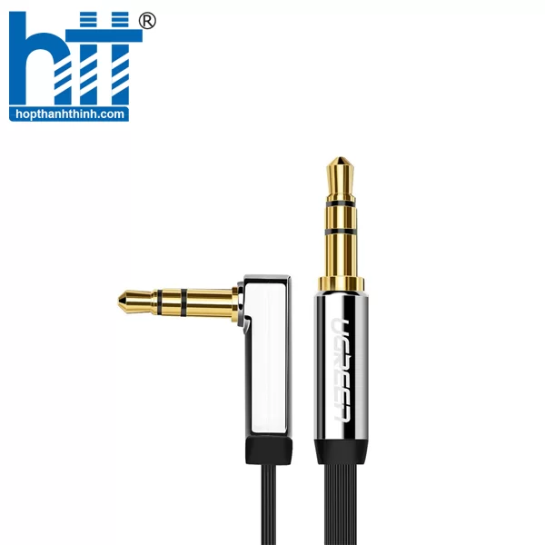 Ugreen 10729 5M màu Đen Cáp âm thanh 2 đầu 3.5mm dương đầu vuông góc mạ vàng AV119 20010729