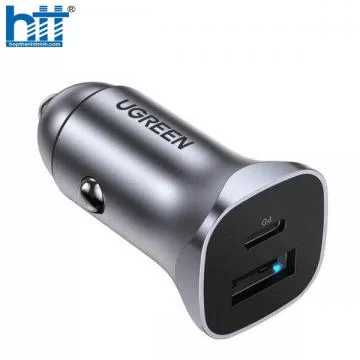 Ugreen 30780 18W màu đen Bộ sạc ô tô 2 cổng USB 2.4A + TypeC CD130 20030780