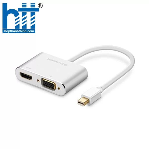 Ugreen 20421 Màu Bạc Bộ chuyển đổi Mini DP sang HDMI + VGA vỏ nhôm MD115 20020421