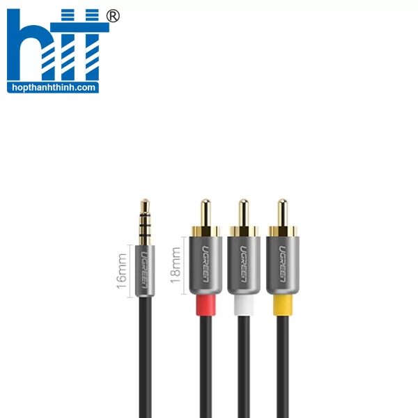 Ugreen 20894 1.5M màu Đen Cáp âm thanh 3 đầu Bông sen sang 3.5mm Dương AV138 20020894