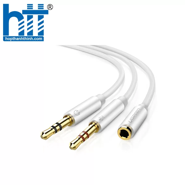 Ugreen 20897 20CM màu Trắng Dây chuyển âm thanh 3.5mm âm sang Jack Mic + Loa dương AV140 20020897