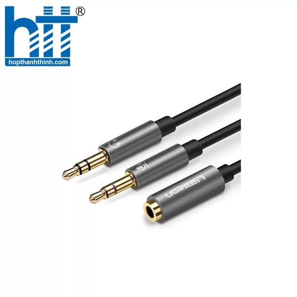 Ugreen 20899 20CM màu Đen Dây chuyển âm thanh 3.5mm âm sang Jack Mic + Loa dương AV140 20020899