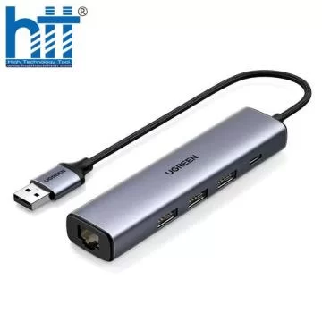 Hub chuyển đổi 5 in 1 USB Type-A ra Lan 1000Mbps Kèm HUB 3 Cổng USB 3.0 Ugreen 60554