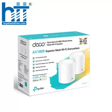 Bộ phát wifi 6 TP-Link Deco X20 2-Pack (Chuẩn AX/ AX1800Mbps/ 2 Ăng-ten ngầm/ Wifi Mesh/ 55 User)