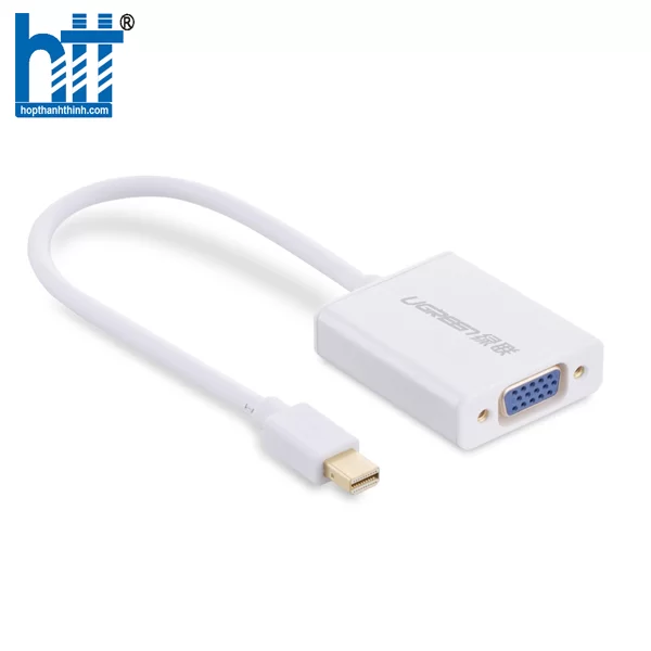 Ugreen 10437 Màu Trắng Cáp chuyển đổi Mini DP sang VGA vỏ nhôm có Audio MD107 20010437