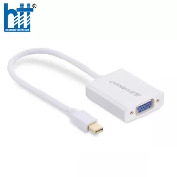 Ugreen 10437 Màu Trắng Cáp chuyển đổi Mini DP sang VGA vỏ nhôm có Audio MD107 20010437