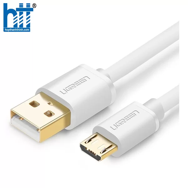 Ugreen 10851 3M màu Trắng Cáp sạc truyền dữ liệu USB 2.0 sang MICRO USB lõi đồng US125 20010851