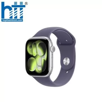 Apple Watch Series 11 GPS 5G 46mm Viền nhôm dây cao su M/L (Bạc – Dây tím) MFCR4SA/A