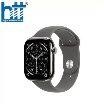 Apple Watch Series 11 GPS 5G 46mm Viền Titan dây cao su S/M (Tự nhiên – Dây xám) MFCW4SA/A