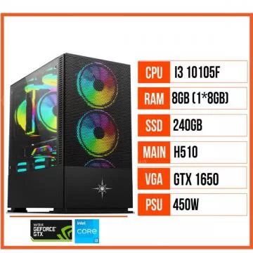 PC GAMING HTT 02 (i3 10105F/H510/8GB RAM/240GB SSD/GTX 1650/450W)
