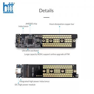 Hộp ổ cứng SSD NVMe M.2 ORICO M2PJ-C3-GY Tốc độ 10Gbps
