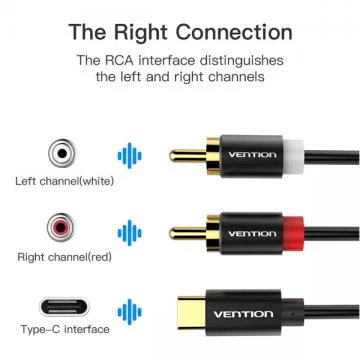 Cáp chuyển Type C sang 2 Cổng Audio 0.5m Vention BGDBD