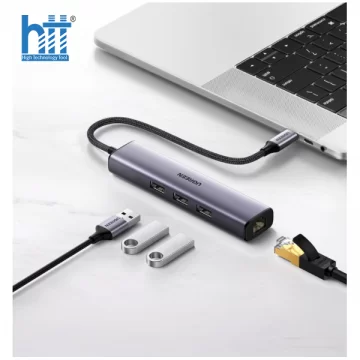 Hub chuyển đổi USB Type-C ra Lan 1000Mbps Kèm HUB 3 Cổng USB 3.0 Ugreen 20920