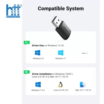 USB thu Wifi băng tần kép AC 2.4G/5G tốc độ 650Mbps Ugreen 20204