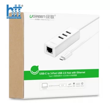 Ugreen20792 Màu Trắng Cáp chuyển đổi TYPE C sang 3 USB 2.0 + LAN