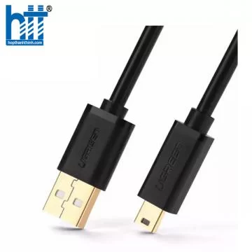 Ugreen 10385 1.5M màu Đen Cáp sạc truyền dữ liệu USB 2.0 sang MINI USB đầu mạ vàng US132 20010385