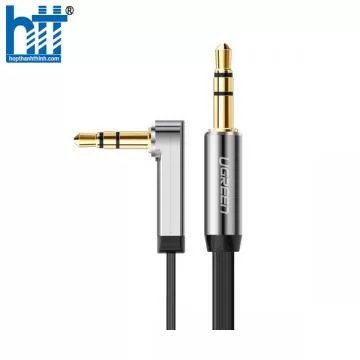 Ugreen 10598 1.5M màu Đen Cáp âm thanh 2 đầu 3.5mm dương đầu vuông góc mạ vàng AV119 20010598