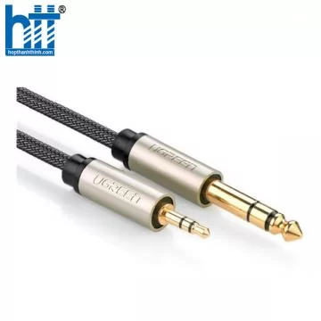 Ugreen 10629 3M màu xám đen cáp 3.5mm TRS ra 6.35mm TS Stereo Pro Audio mạ vàng 24K AV127 20010629