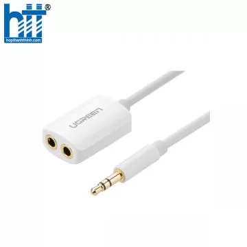 Ugreen 10738 20CM Màu Trắng Cáp chia âm thanh 3.5mm 1 ra 2 đầu 3.5mm âm 10738 20010738