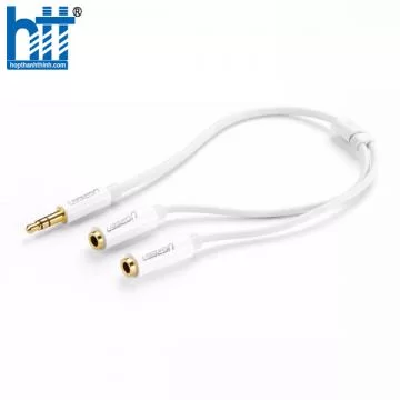 Ugreen 10739 25CM Màu Trắng Cáp âm thanh 2 đầu 3.5mm âm sang 3 ly dương AV134 20010739