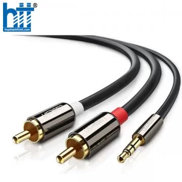 Ugreen 10772 1M màu Đen Cáp âm thanh 2 đầu Bông sen sang 3.5mm dương AV102 20010772
