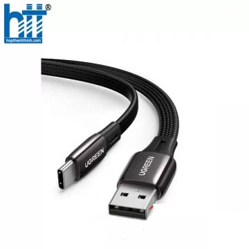 Ugreen 10965 2M cáp usb A ra type C mỏng dẹp 2.5mm màu đen dây bện dù US330 20010965