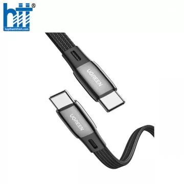Ugreen 10967 1M cáp usb 2 đầu type C mỏng dẹp 2.5mm màu đen dây bên dù chống gãy US331 20010967