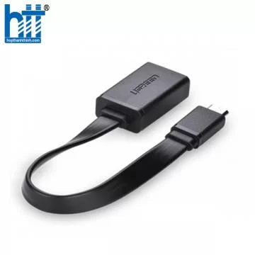 Ugreen 10821 10CM màu Đen Cáp chuyển đổi MICRO USB sang USB âm hỗ trợ OTG dáng dẹt US133 20010821