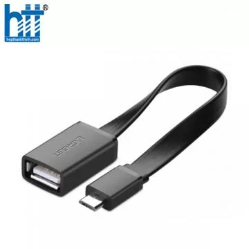 Ugreen 10821 10CM màu Đen Cáp chuyển đổi MICRO USB sang USB âm hỗ trợ OTG dáng dẹt US133 20010821