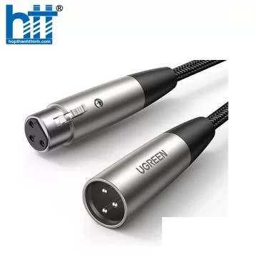 Ugreen 20499 1M 3pin Màu Đen bọc lưới Cáp Micrô nối dài XLR AV185 20020499