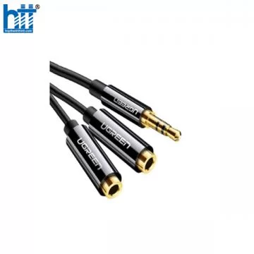 Ugreen 20816 25CM 3.5mm 1 ra 2 Màu Đen cáp chia âm thanh 1 vào ra 2 tai nghe AV134 20020816
