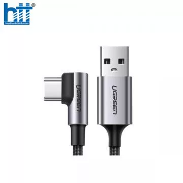Cáp sạc nhanh 18W, dữ liệu USB-A to USB Type-C chuẩn 2.0 bẻ góc 90 độ đầu dài 2M Ugreen 20857