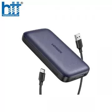 Ugreen 10398 10000mAh màu Xanh đen Sạc dự phòng + cáp sạc iPhone tích hợp kèm chip MFI PB172 20010398
