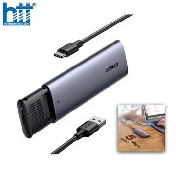 Hộp box đựng ổ cứng SSD M.2 SATA NGFF B-Key Ugreen 10903 cao cấp (hỗ trợ 2TB)