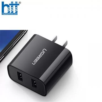 Ugreen 20327 Màu Đen Bộ sạc nhanh 2 cổng USB 5V/2.4A + 1A CD104 20020327