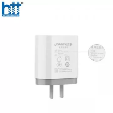 Ugreen 20328 Màu Trắng Bộ sạc nhanh 2 cổng USB 5V/2.4A + 1A CD104 20020328