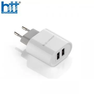 Củ sạc di động 2 cổng USB (17W/5V 3.4A) Ugreen 20384 (Màu trắng EU)