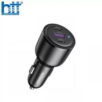Ugreen 20467 69w 2 cổng Type C + 1 usb A Bộ sạc nhanh 3 cổng điện thoại trên ô tô màu đen CD239 20020467